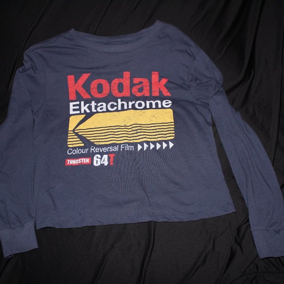 Kodak Tops - KODAK Women's Junior's Long Sleeve Graphic T-Shirt Tee Blue Size Medium